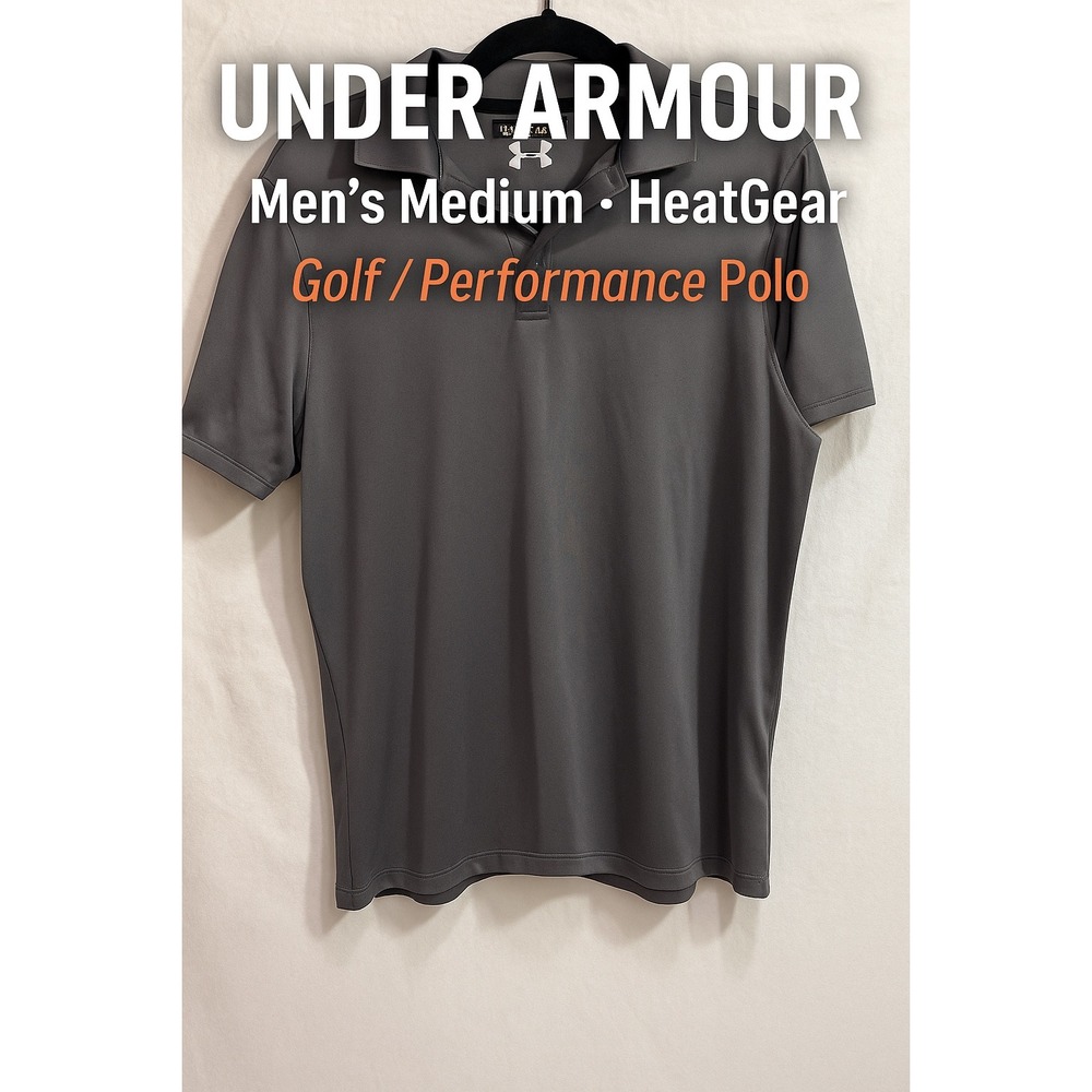 Under Armour Men's M Gray Polo Shirt HeatGear Golf Performance #1289403